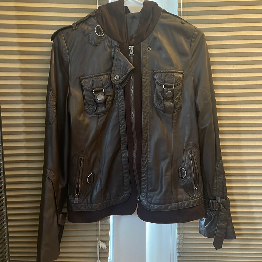 Real Leather motorcycle bomber jacket